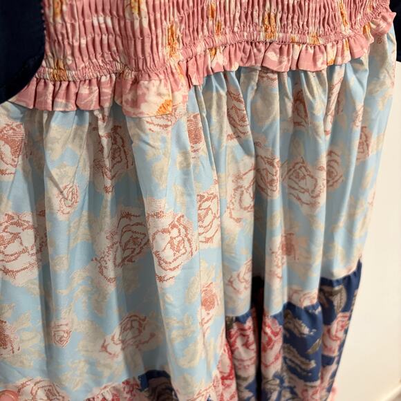 Free People Bluebell Maxi Dress Womens S Patchwork Smocked Tiered Floral Boho - Picture 4 of 9